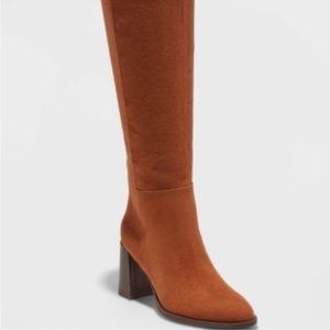 NEW Eve Tall Vegan Suede Boots A New Day Cognac 6.5 WC Wide Calf